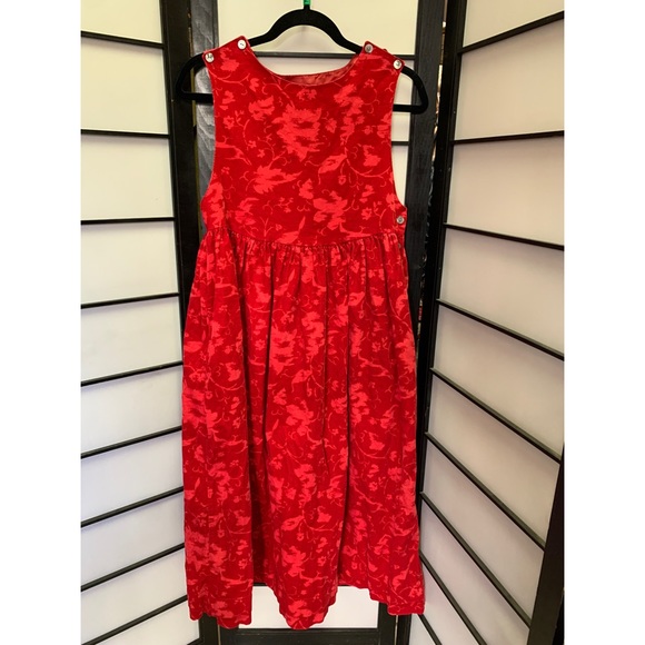 red corduroy jumper dress